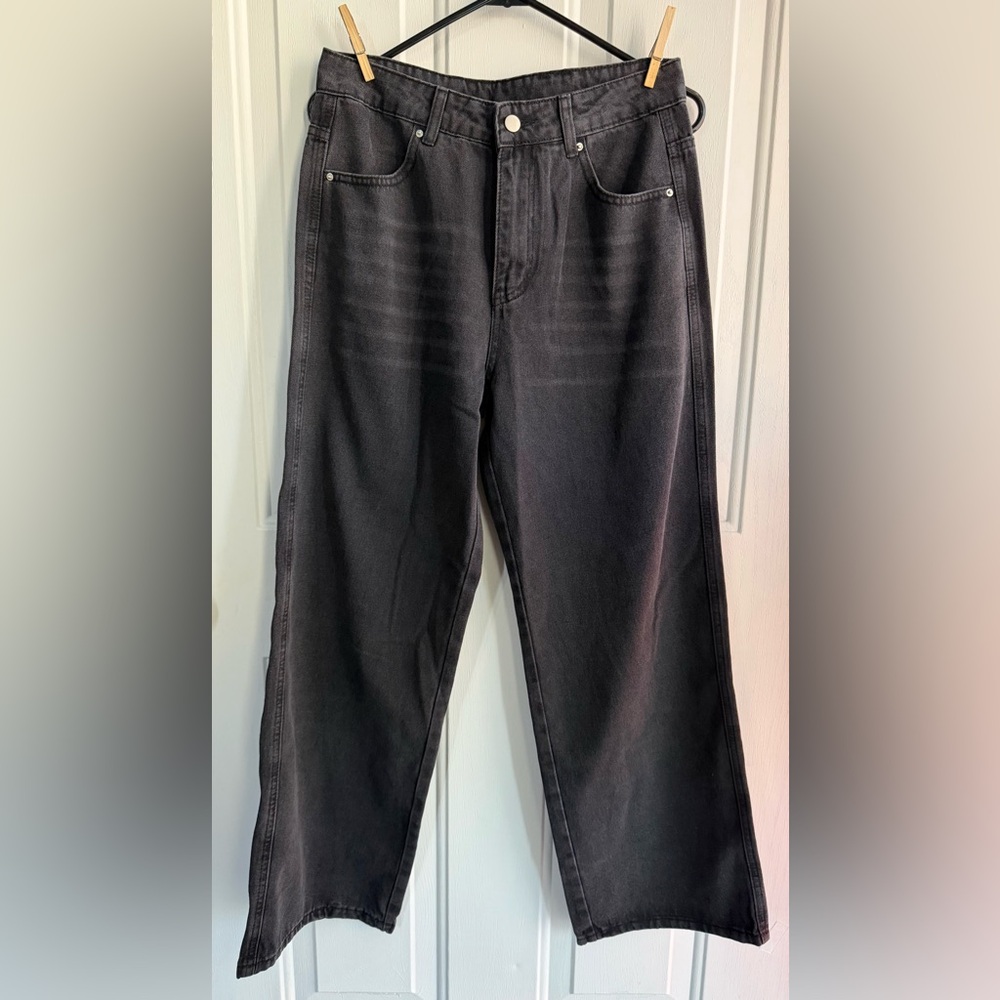 ASIAN SIZE XL Black/Dark Gray Wide Leg Jeans